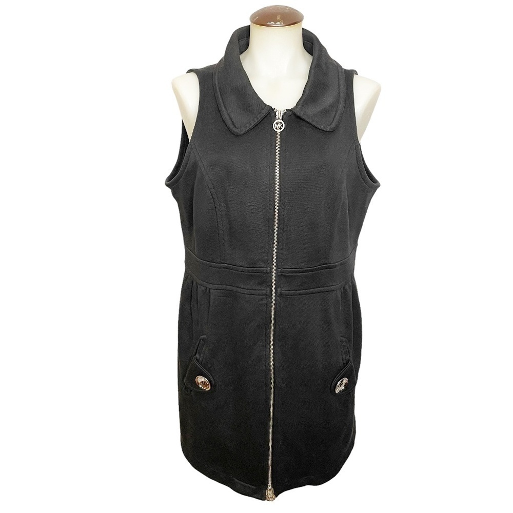 Michael Kors Black Sleeveless Zip Front Dress 🤍
